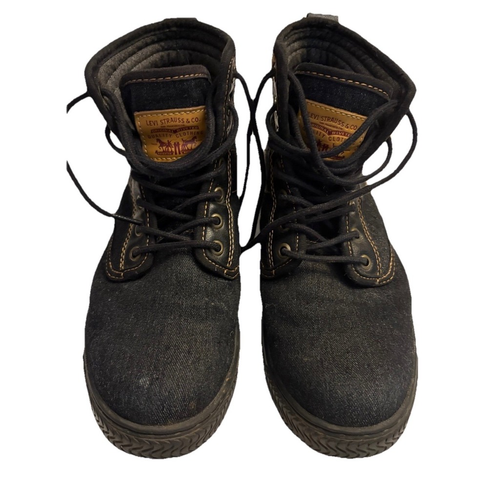 Levi Strauss Denim/Leather/Suede Boots Men's Size 8.5 Blue/Black/Brown (spots)